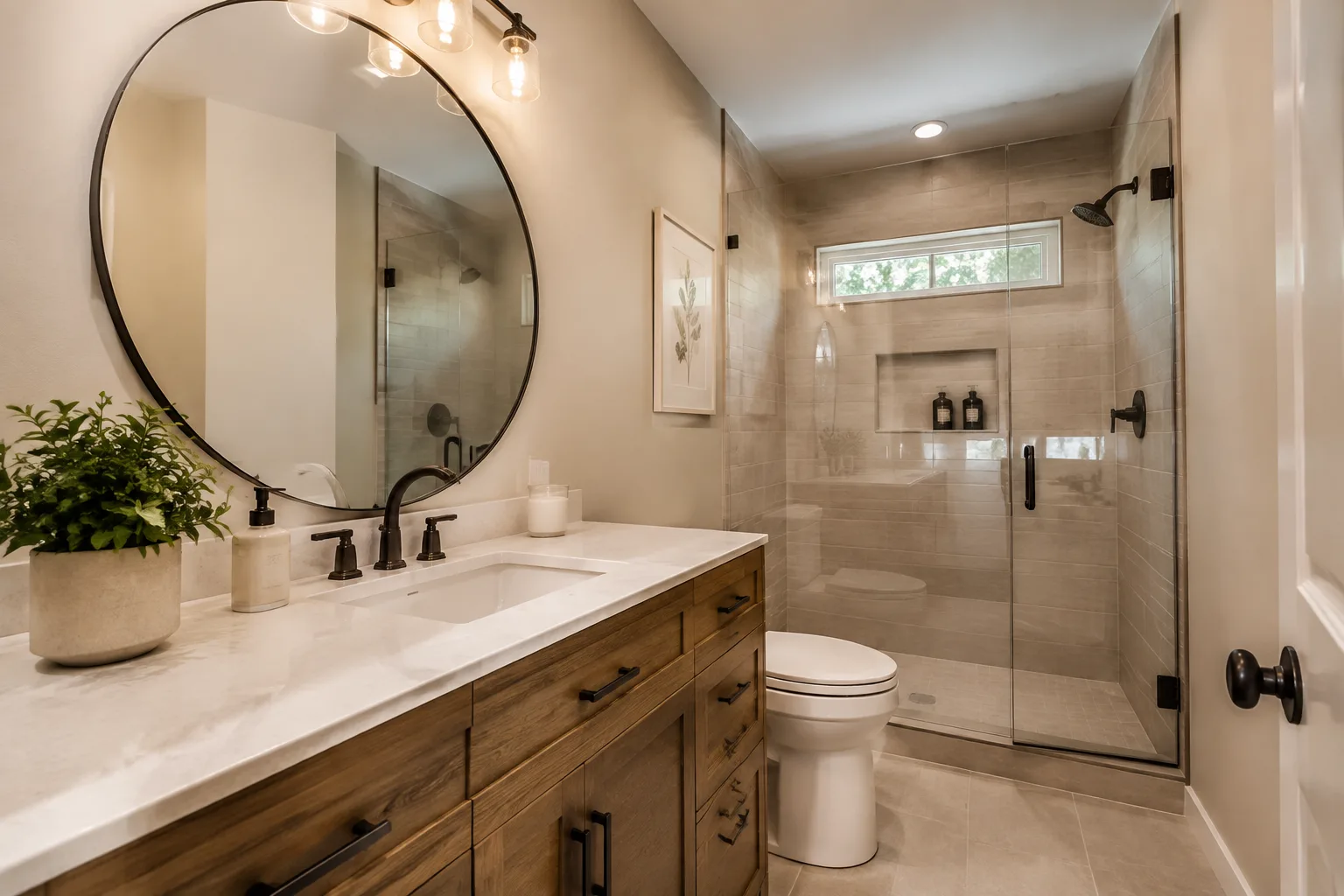 Luxurious bathroom with modern fixtures